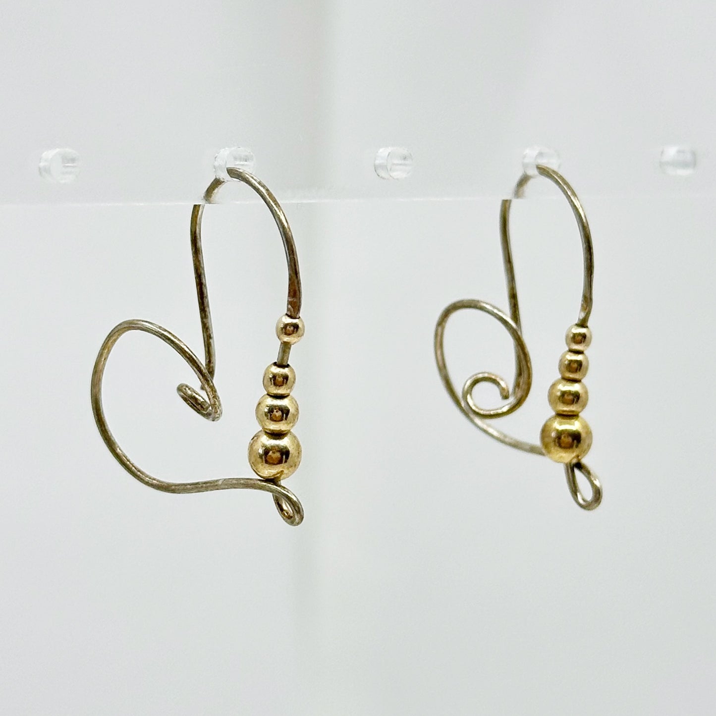 Hand made 14k gold filled & Sterling silver heart earrings GM787