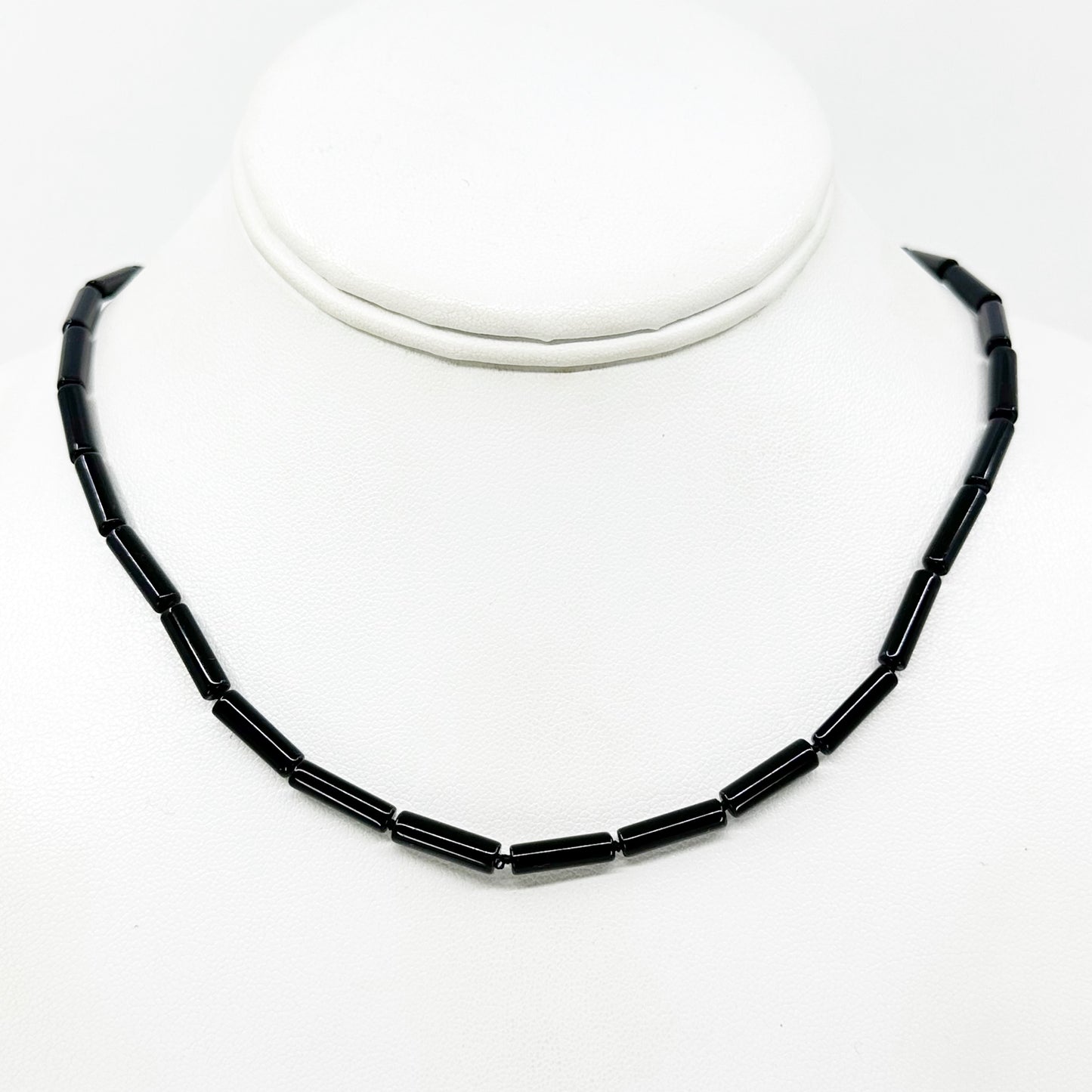 Hand Made sterling silver onyx bead necklace GM790