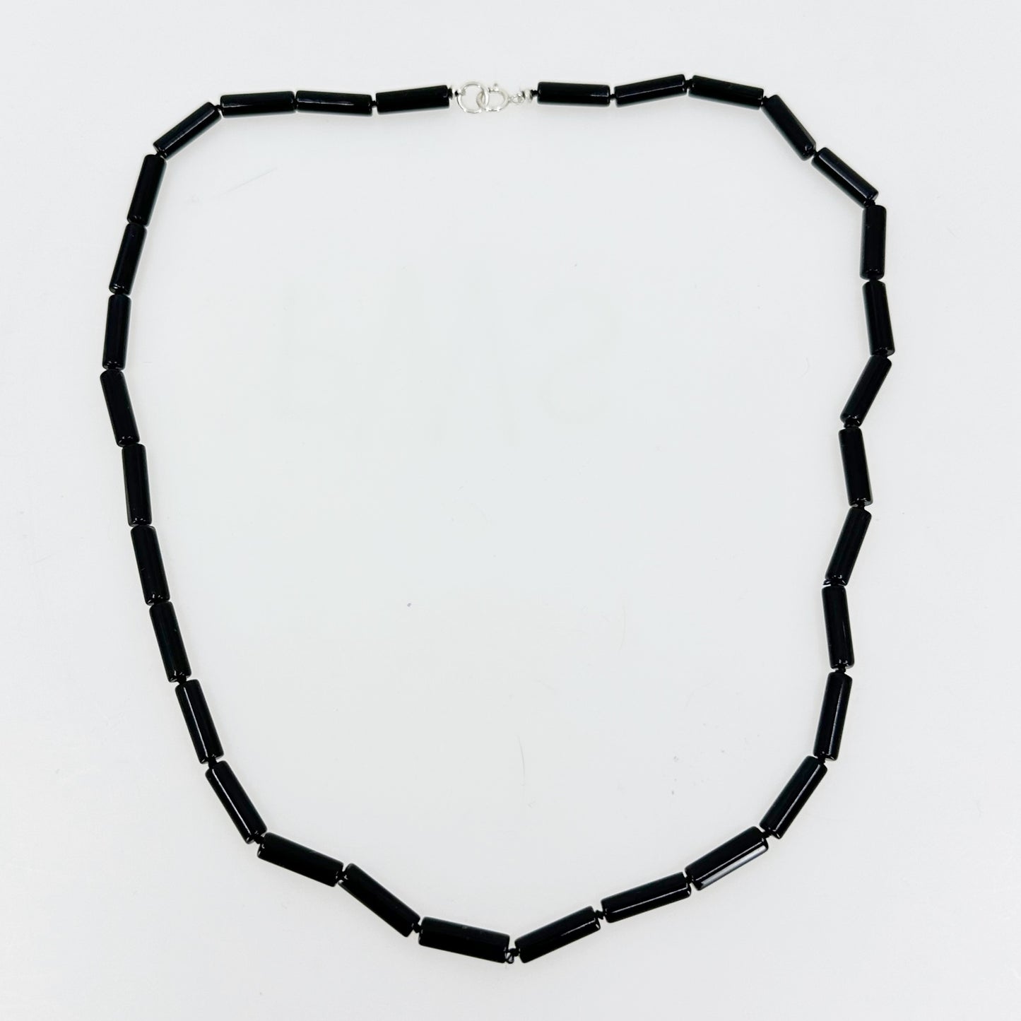 Hand Made sterling silver onyx bead necklace GM790