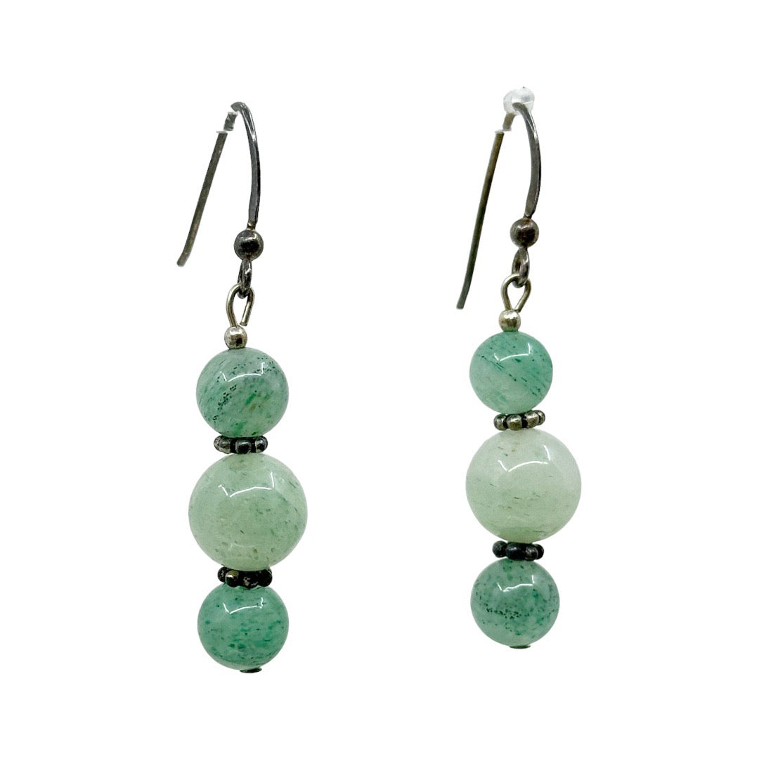 Hand Made Sterling silver Aventurine bead earrings GM796