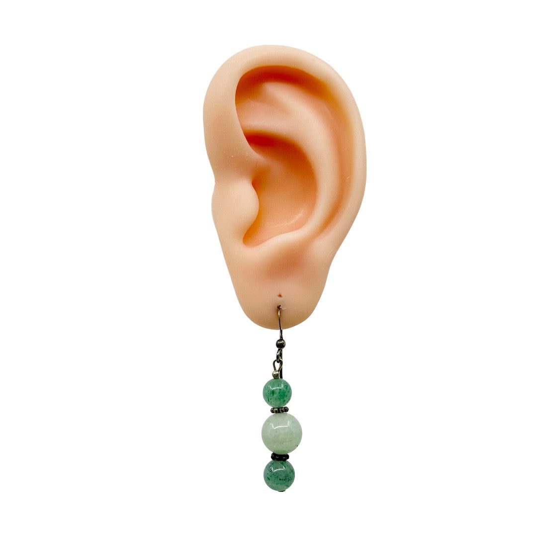 Hand Made Sterling silver Aventurine bead earrings GM796