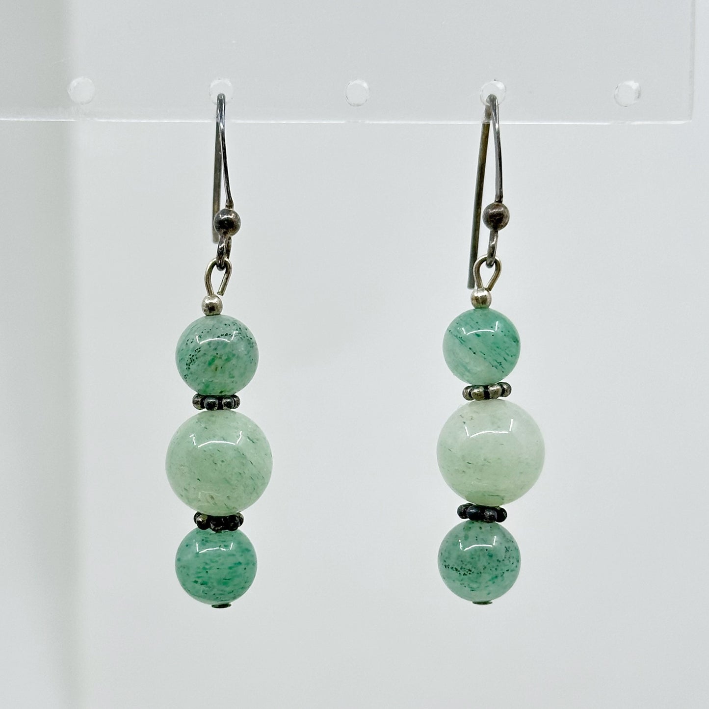 Hand Made Sterling silver Aventurine bead earrings GM796