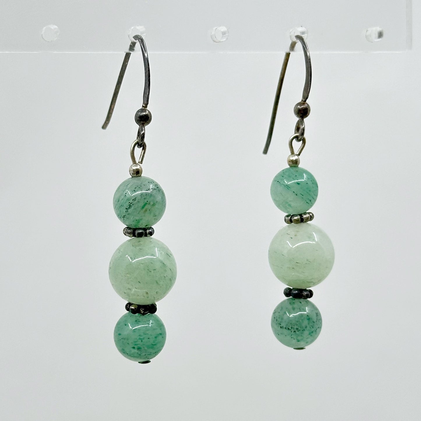 Hand Made Sterling silver Aventurine bead earrings GM796