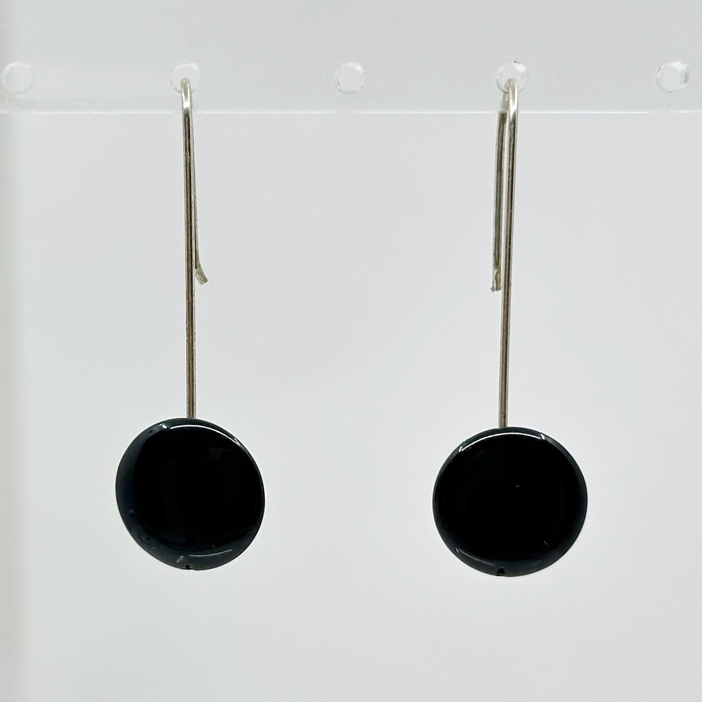 Hand made Sterling silver Onyx bead earrings GM797