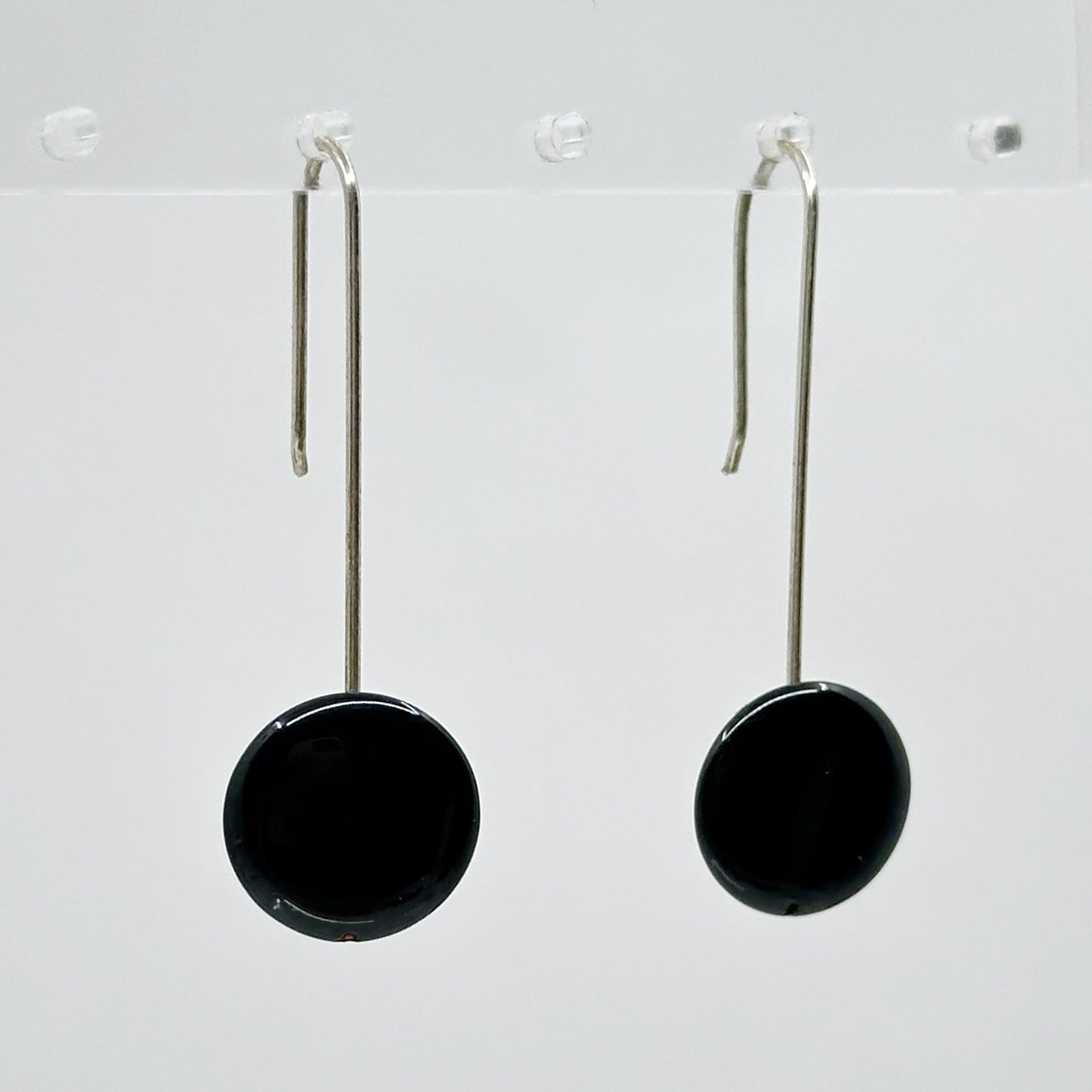 Hand made Sterling silver Onyx bead earrings GM797