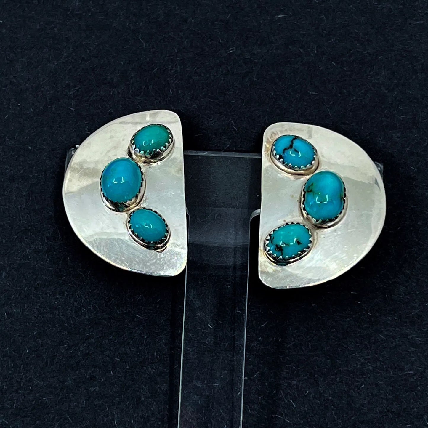 Navajo Yellow horse sterling silver turquoise earrings GM798