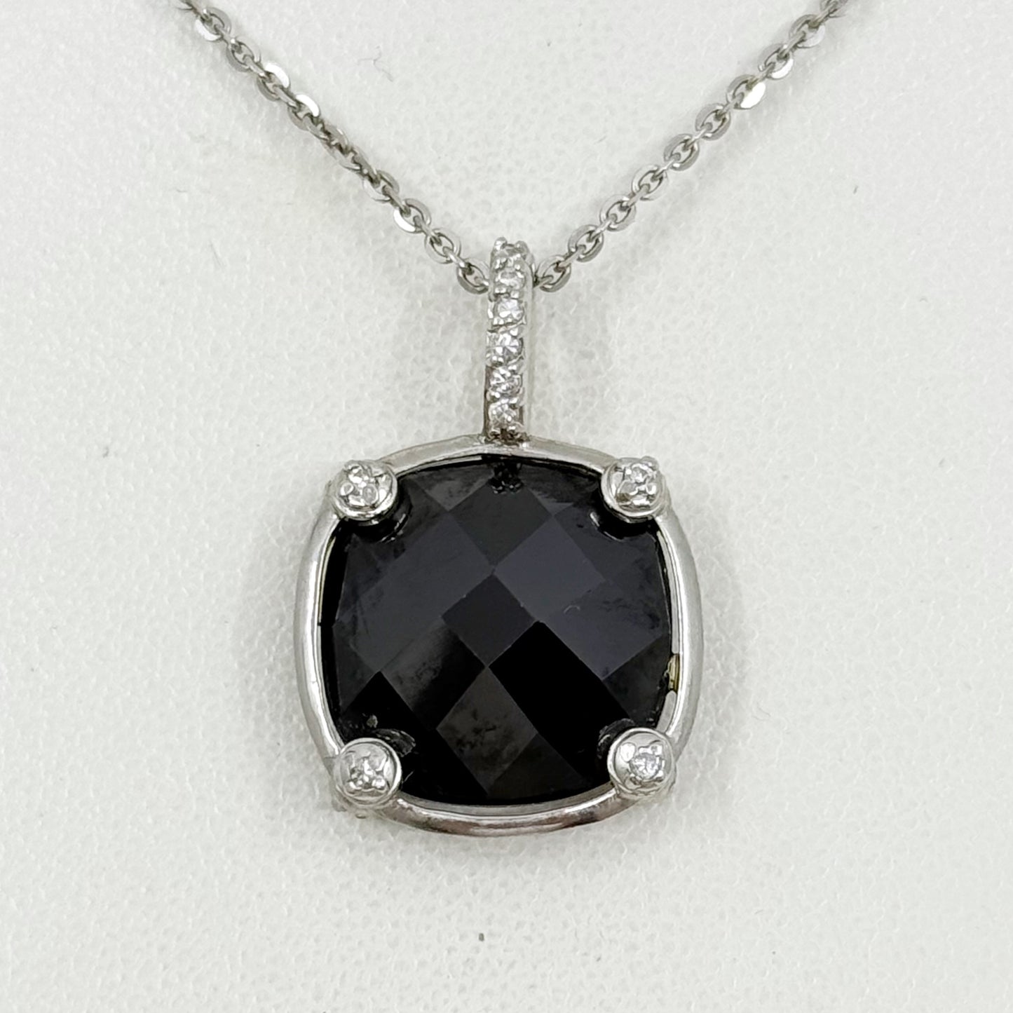 Berricle Sterling silver onyx & cubic zirconia necklace - GM8