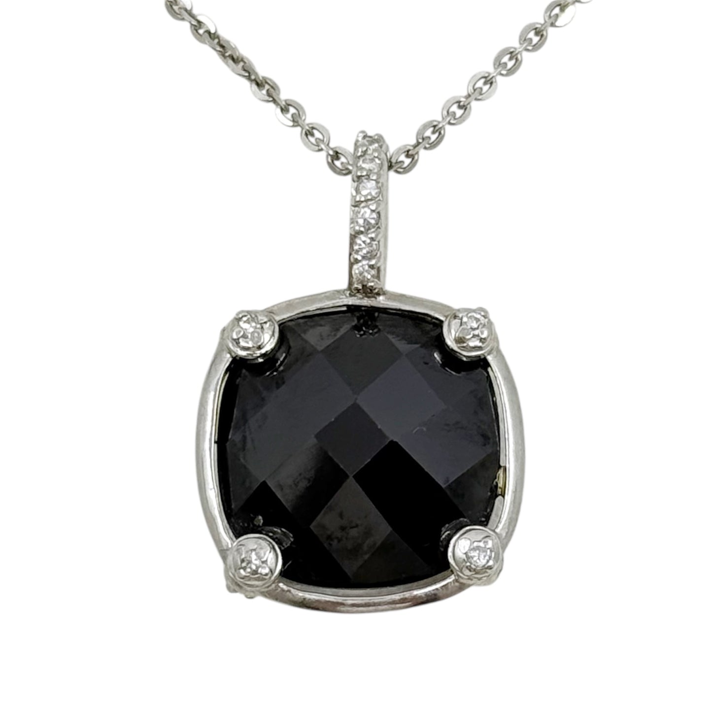 Berricle Sterling silver onyx & cubic zirconia necklace - GM8