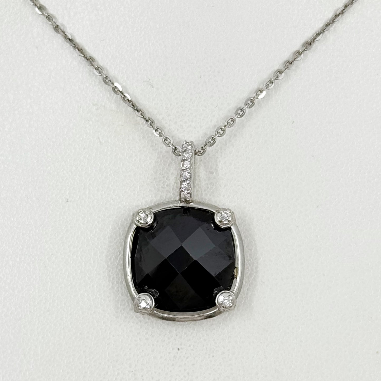 Berricle Sterling silver onyx & cubic zirconia necklace - GM8