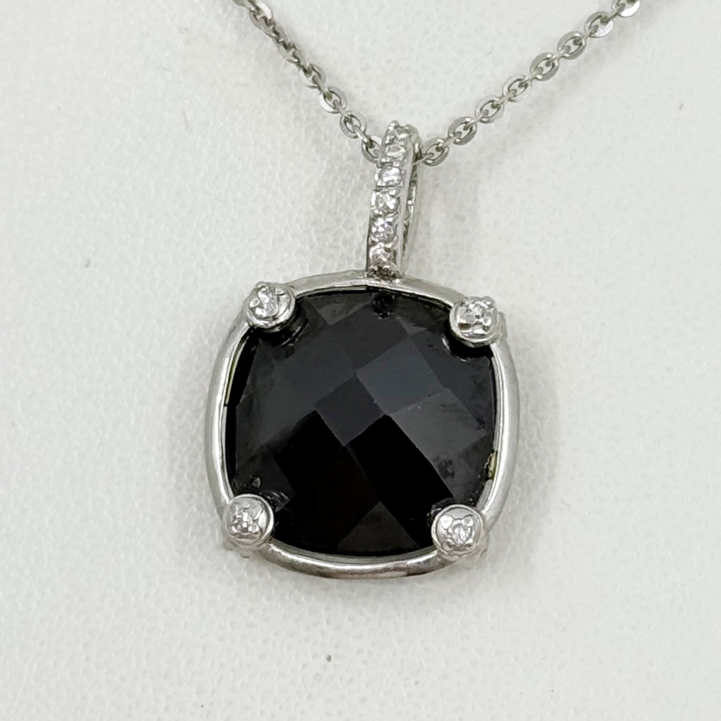 Berricle Sterling silver onyx & cubic zirconia necklace - GM8
