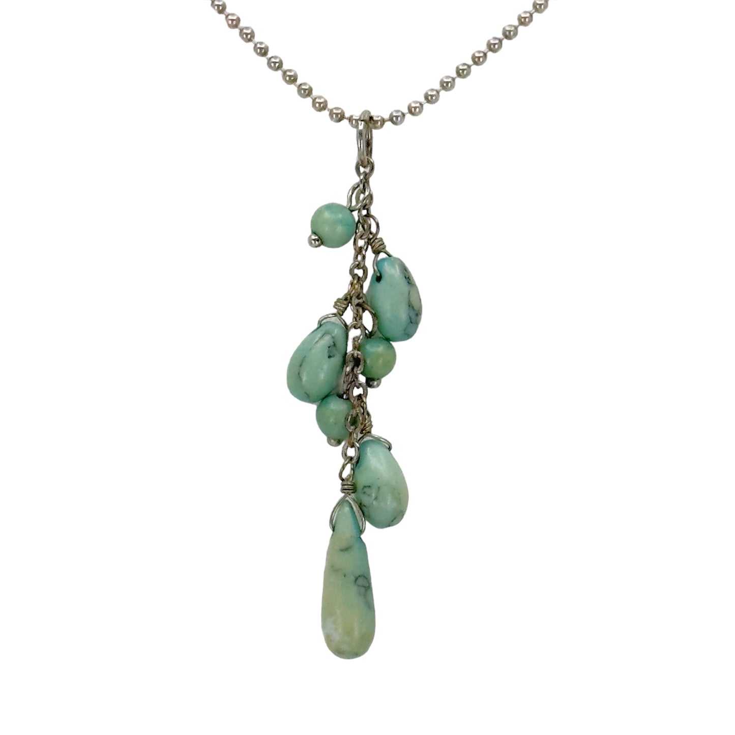 Hand Made Sterling silver turquoise bead Pendant - GM80
