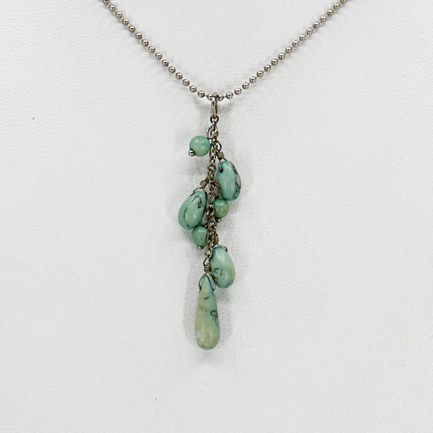 Hand Made Sterling silver turquoise bead Pendant - GM80