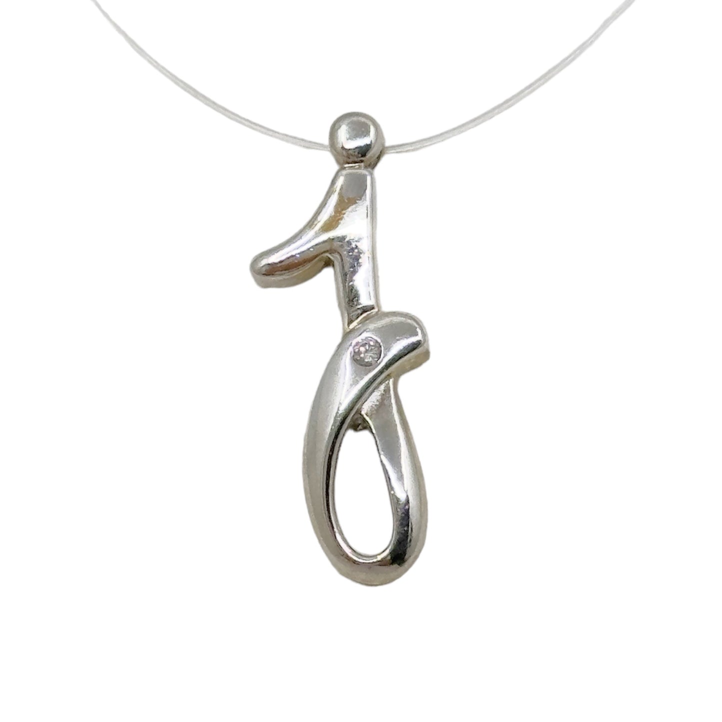 Sterling silver Diamond J initial pendant GM800