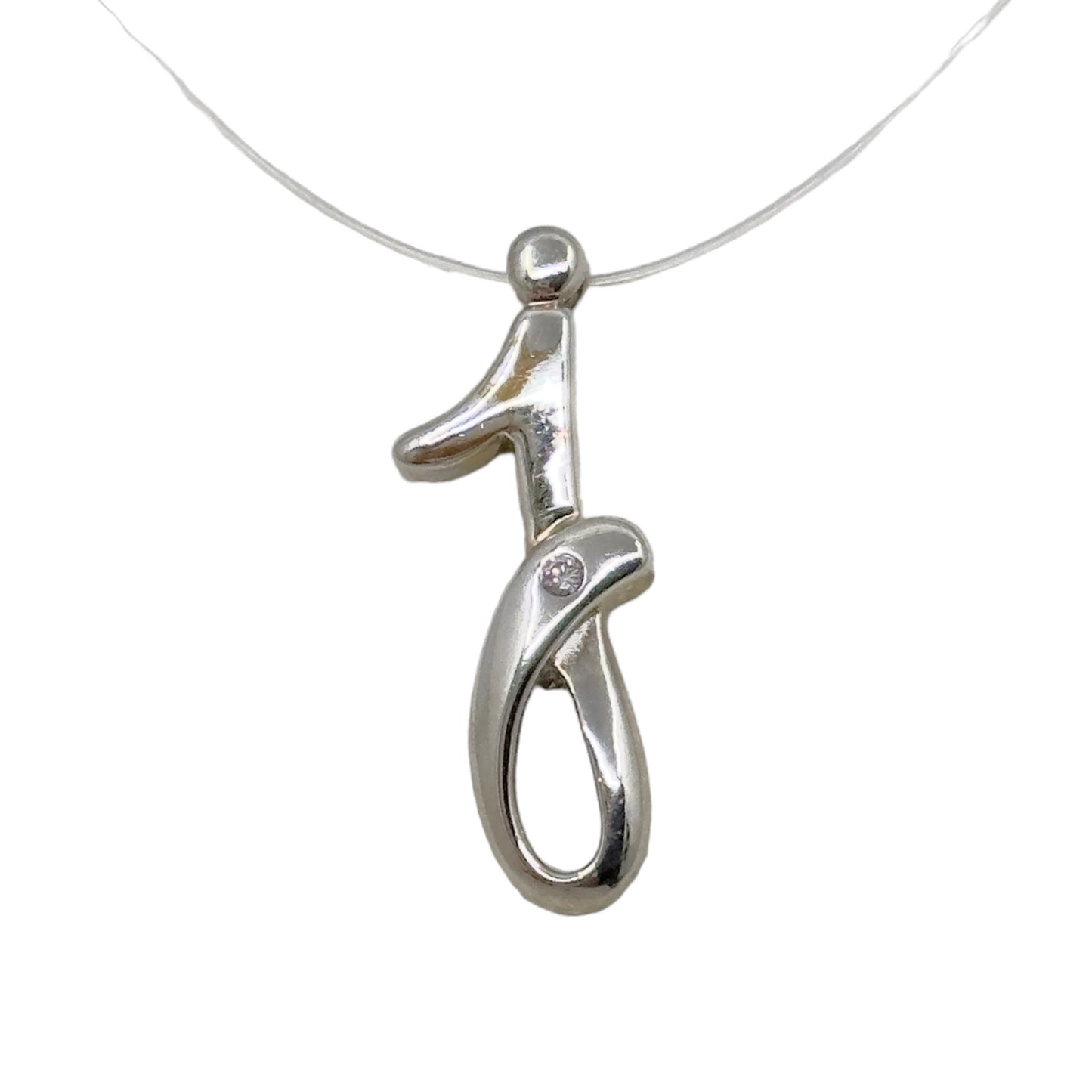 Sterling silver Diamond J initial pendant GM800