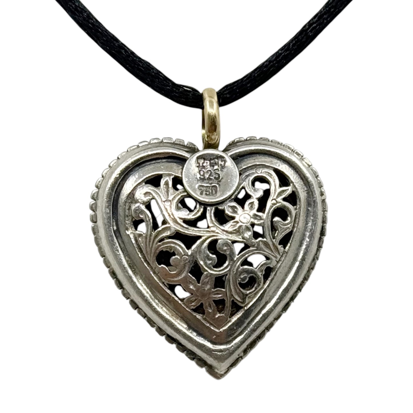 Gerochristo 18k gold sterling silver ruby garden shadows heart pendant - GM800