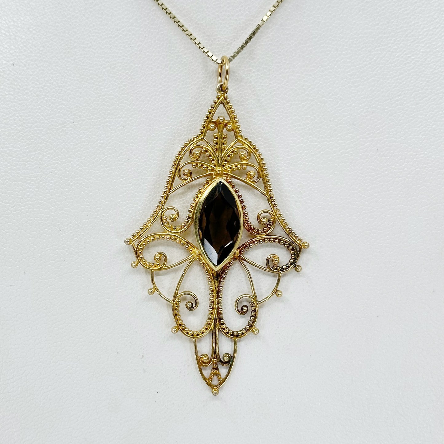 18k Gold vermeil Sterling silver smoky quartz pendant GM803