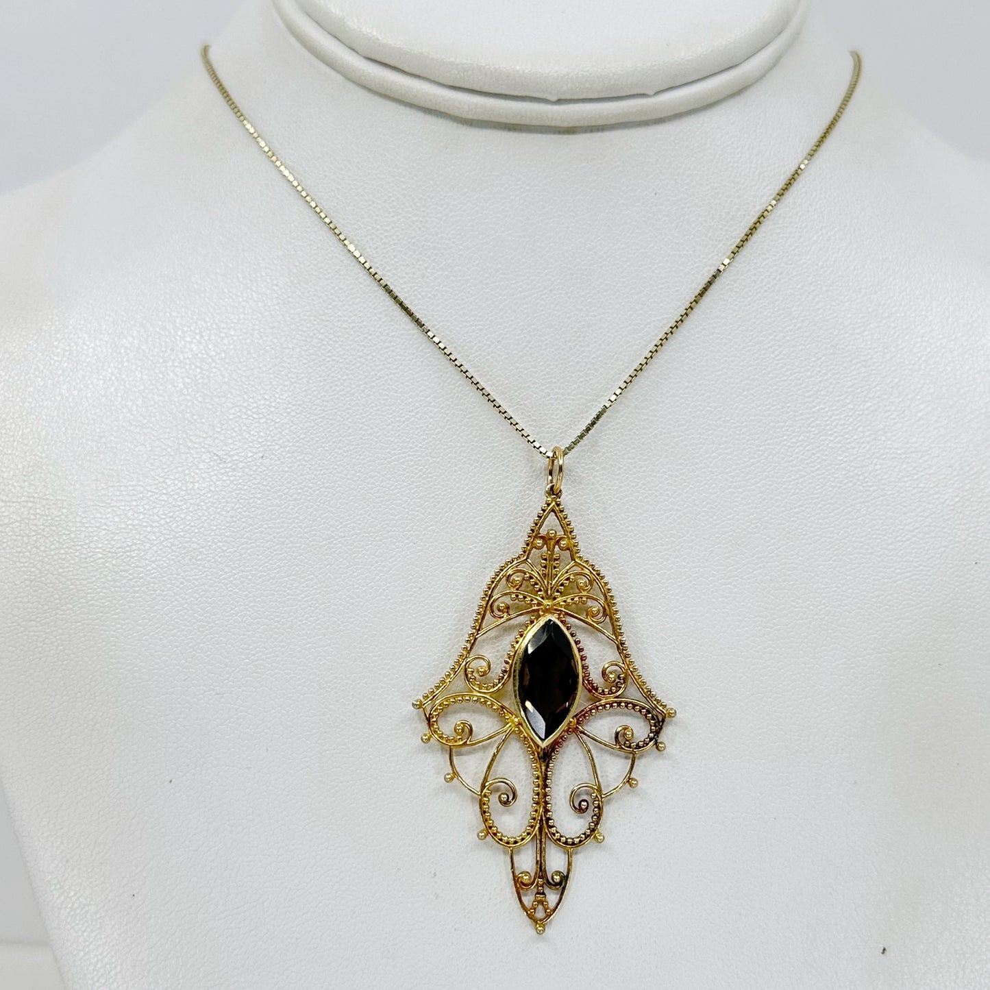 18k Gold vermeil Sterling silver smoky quartz pendant GM803