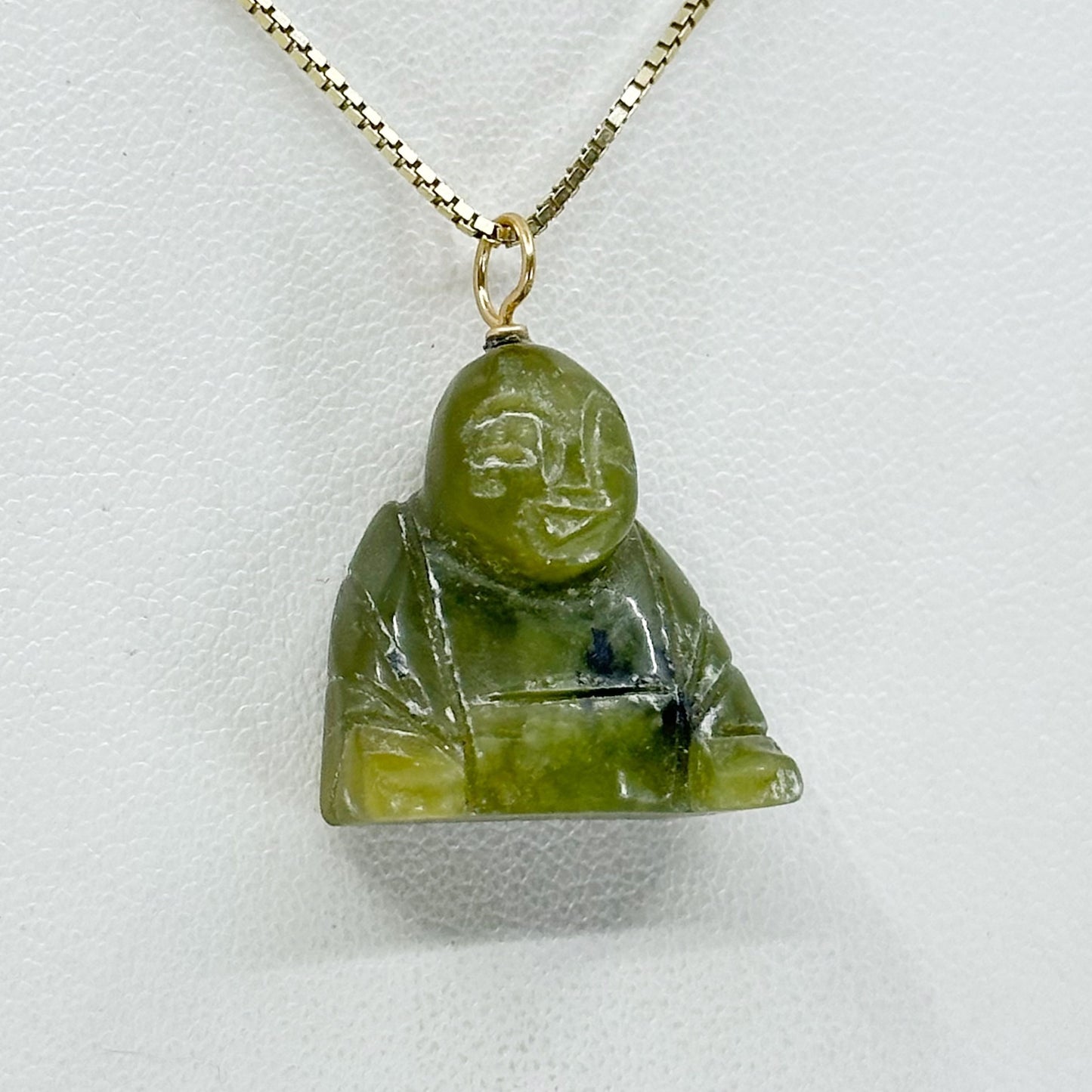 Gold Filled nephrite jade Buddha pendant GM807