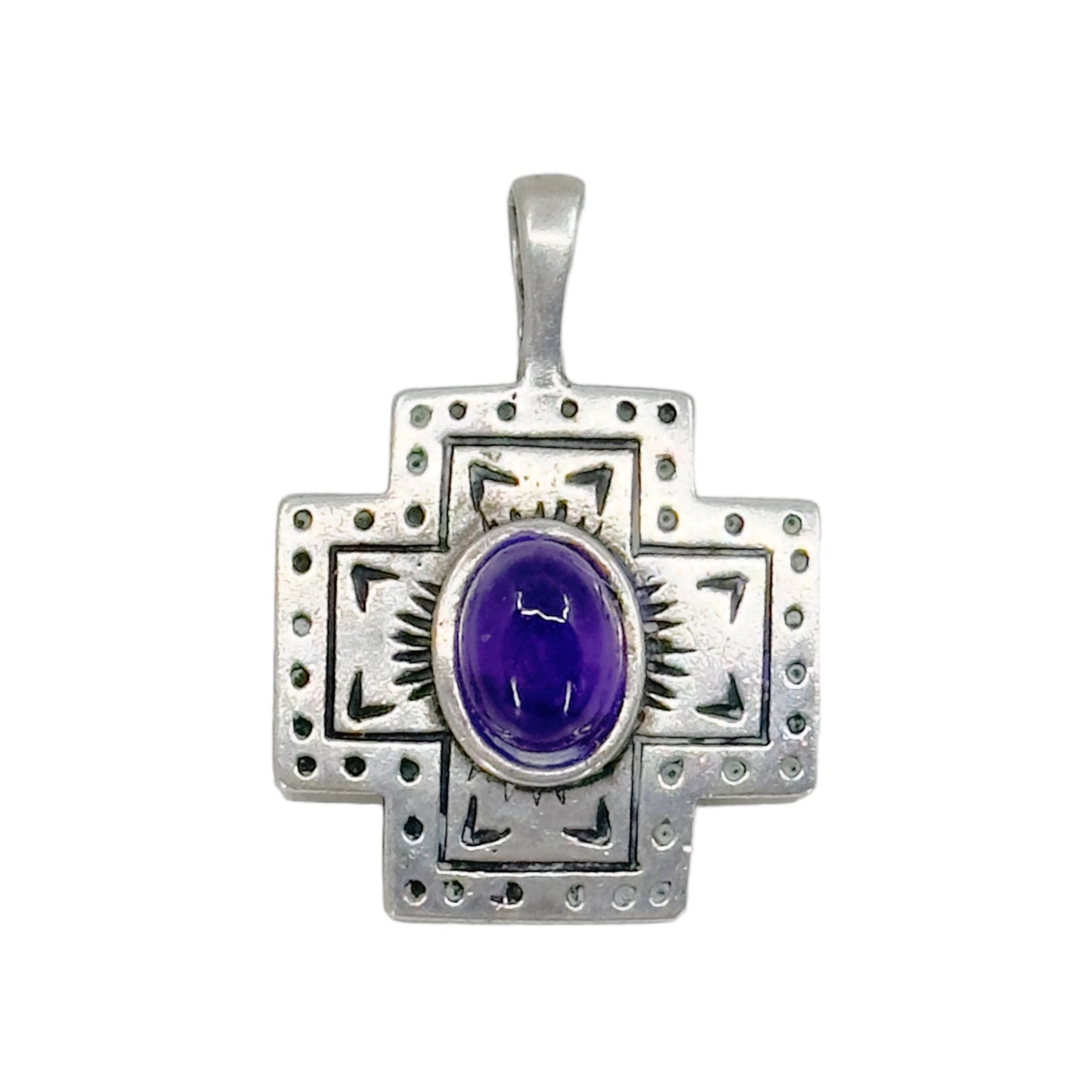 CDI Sterling silver amethyst cross Pendant GM812