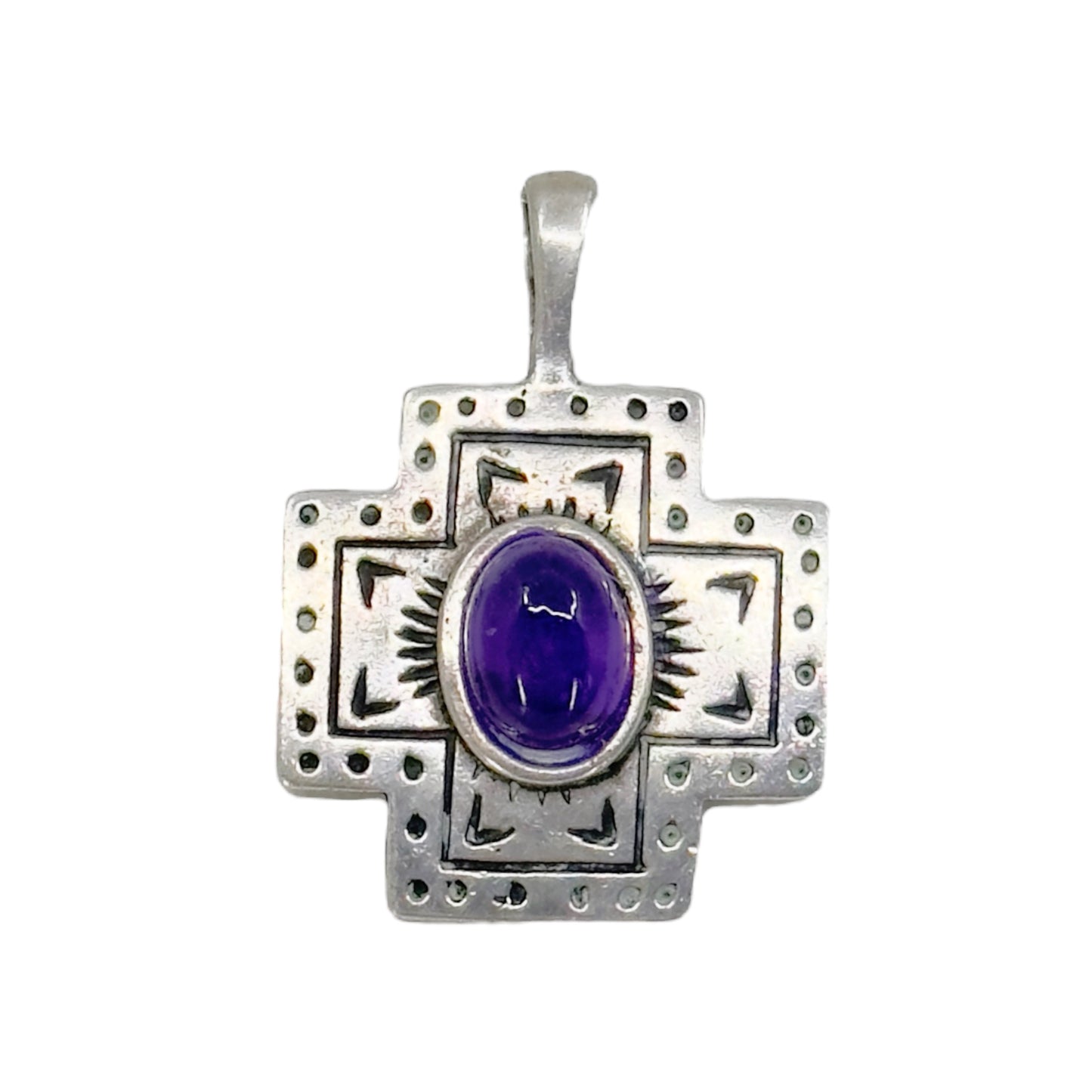 CDI Sterling silver amethyst cross Pendant GM812