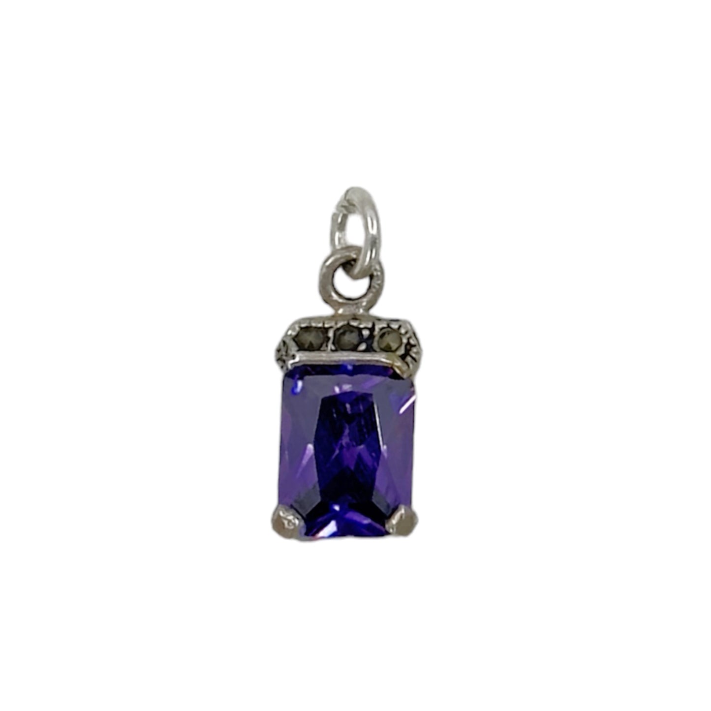 Sterling silver purple cubic zirconia & marcasite Pendant GM816