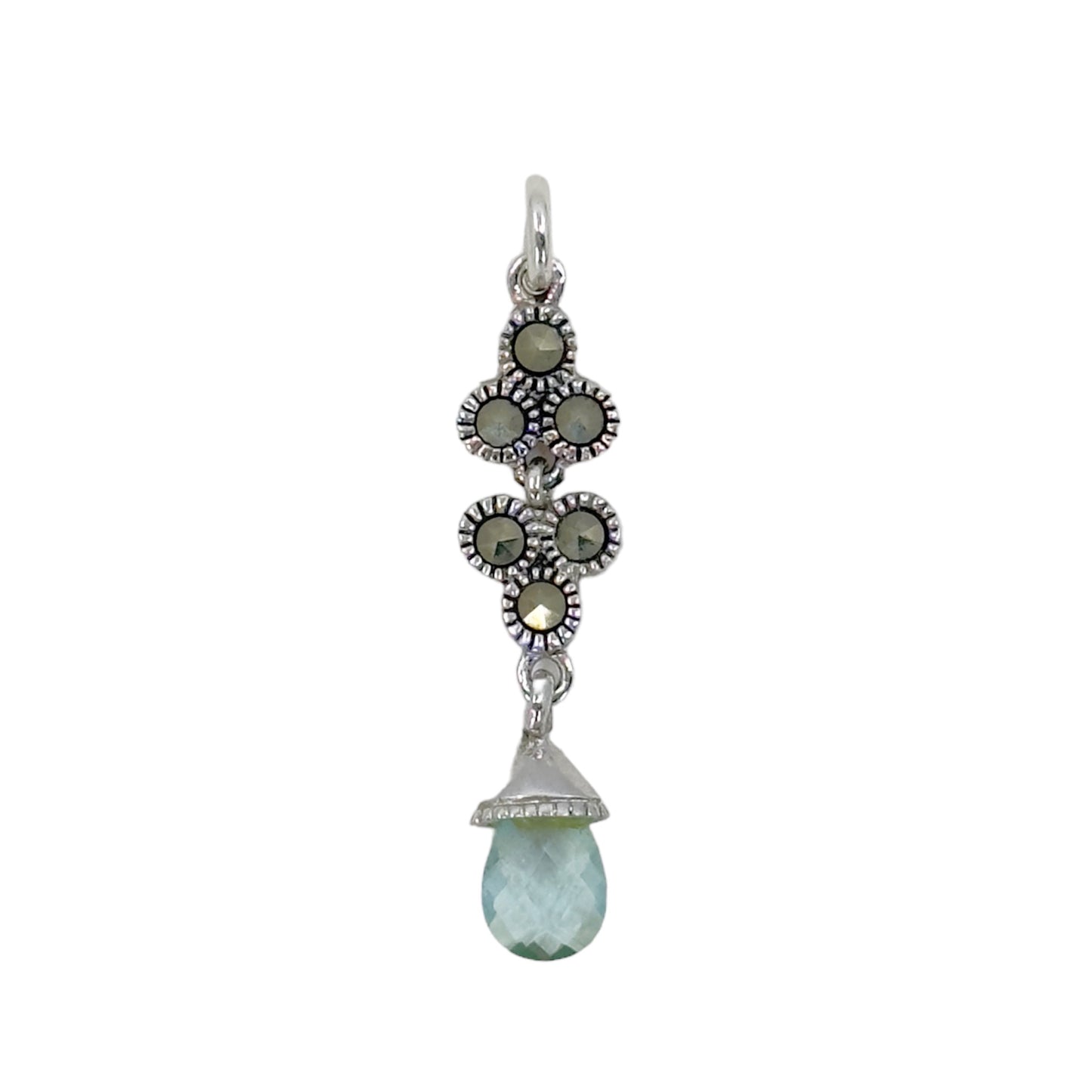 Sterling silver blue topaz & marcasite Pendant GM820