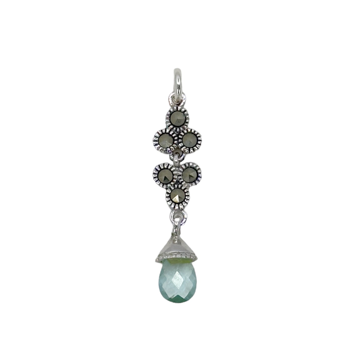 Sterling silver blue topaz & marcasite Pendant GM820
