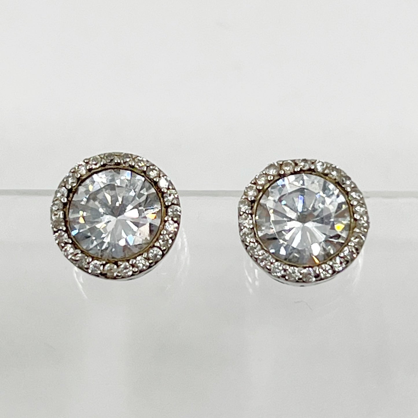 Sterling silver cubic zirconia stud earrings - GM84