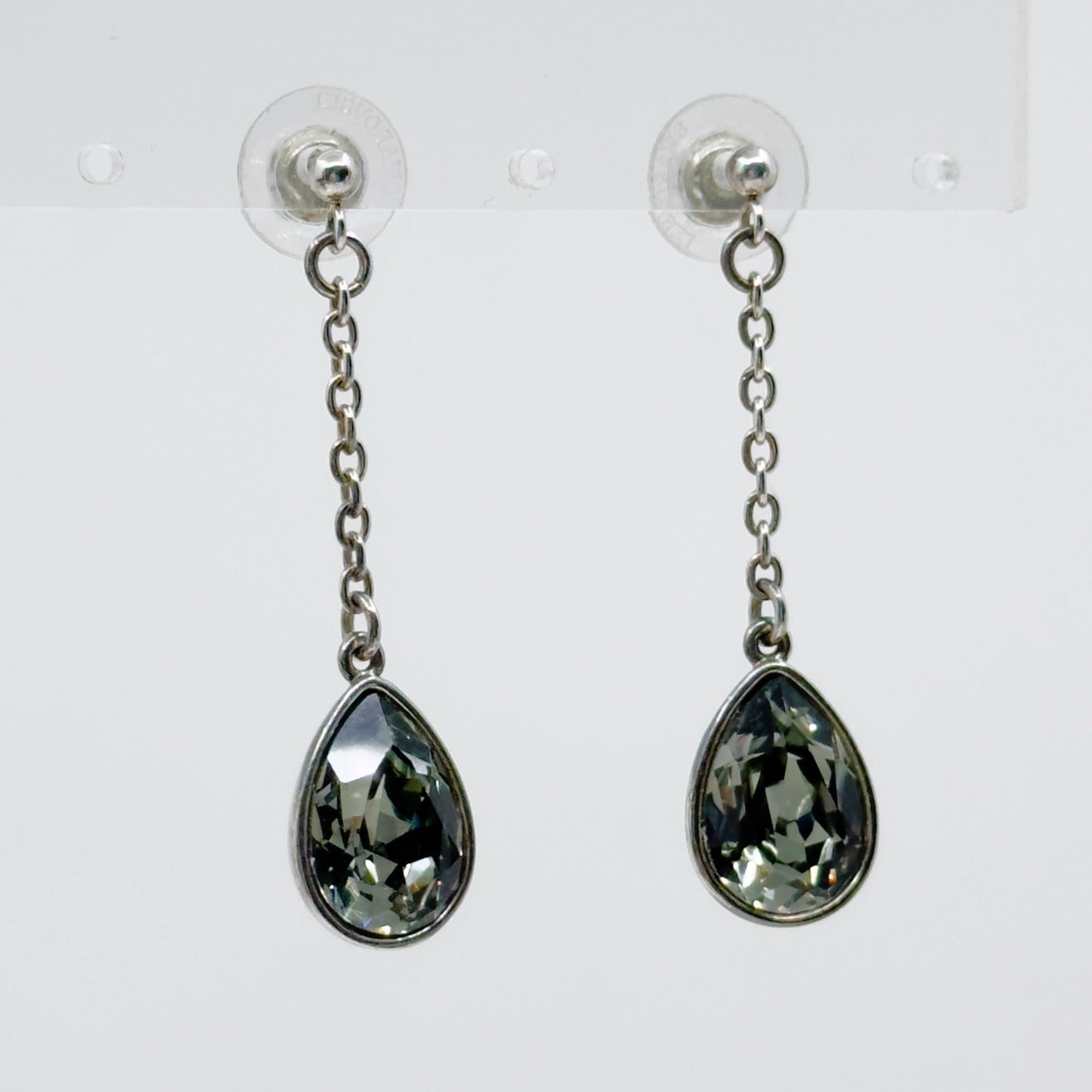 Swarovski crystal silver tone teardrop earrings GM844