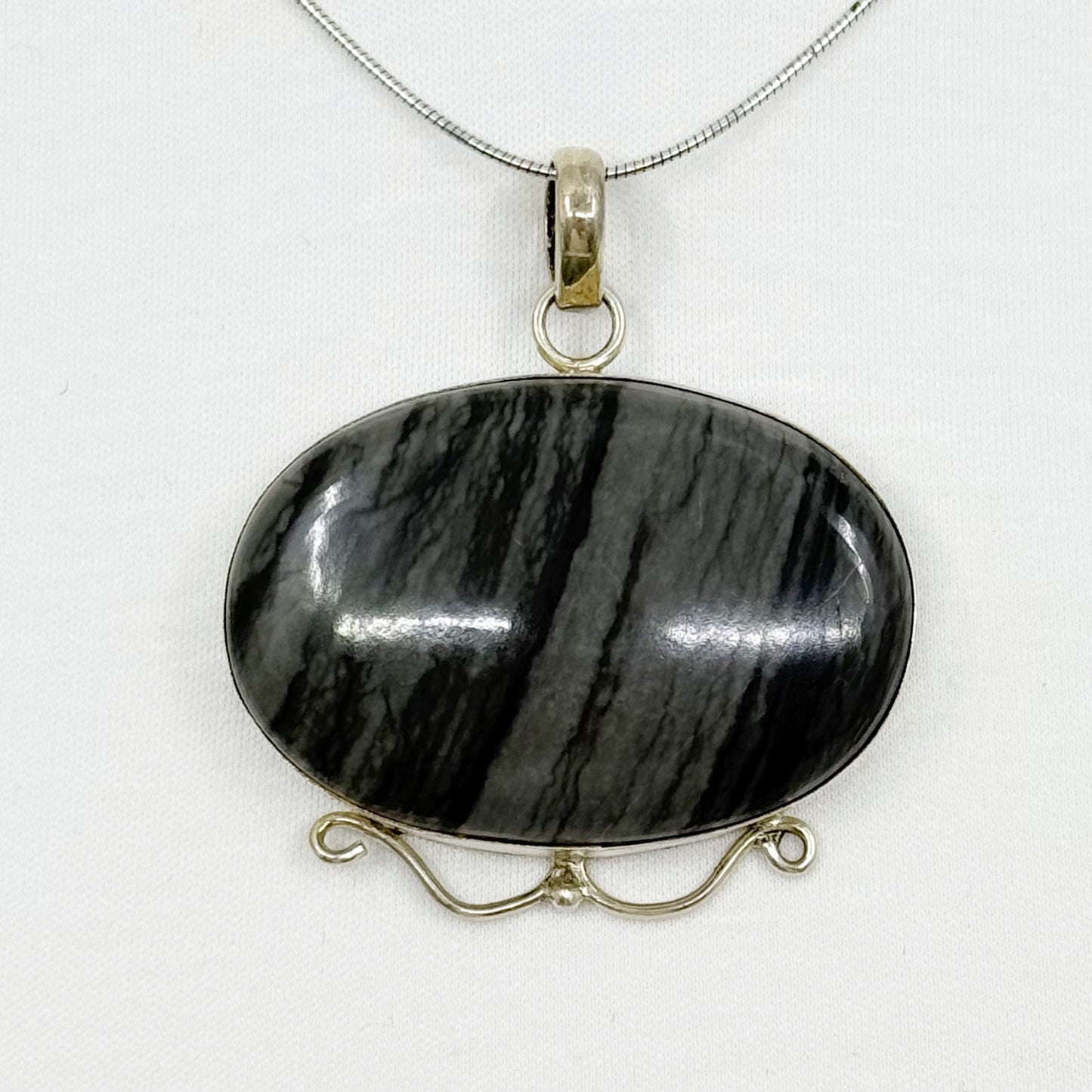 Sterling silver jasper pendant - GM85