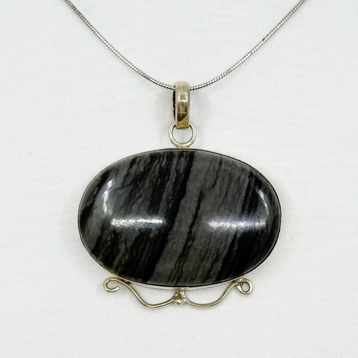 Sterling silver jasper pendant - GM85