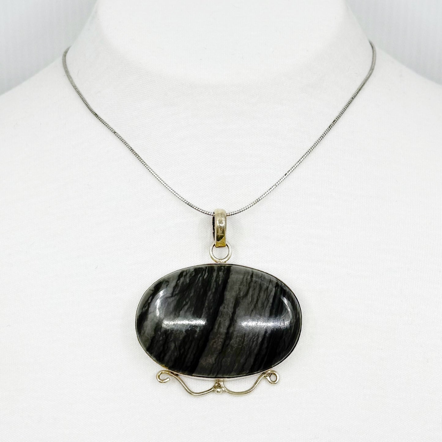 Sterling silver jasper pendant - GM85
