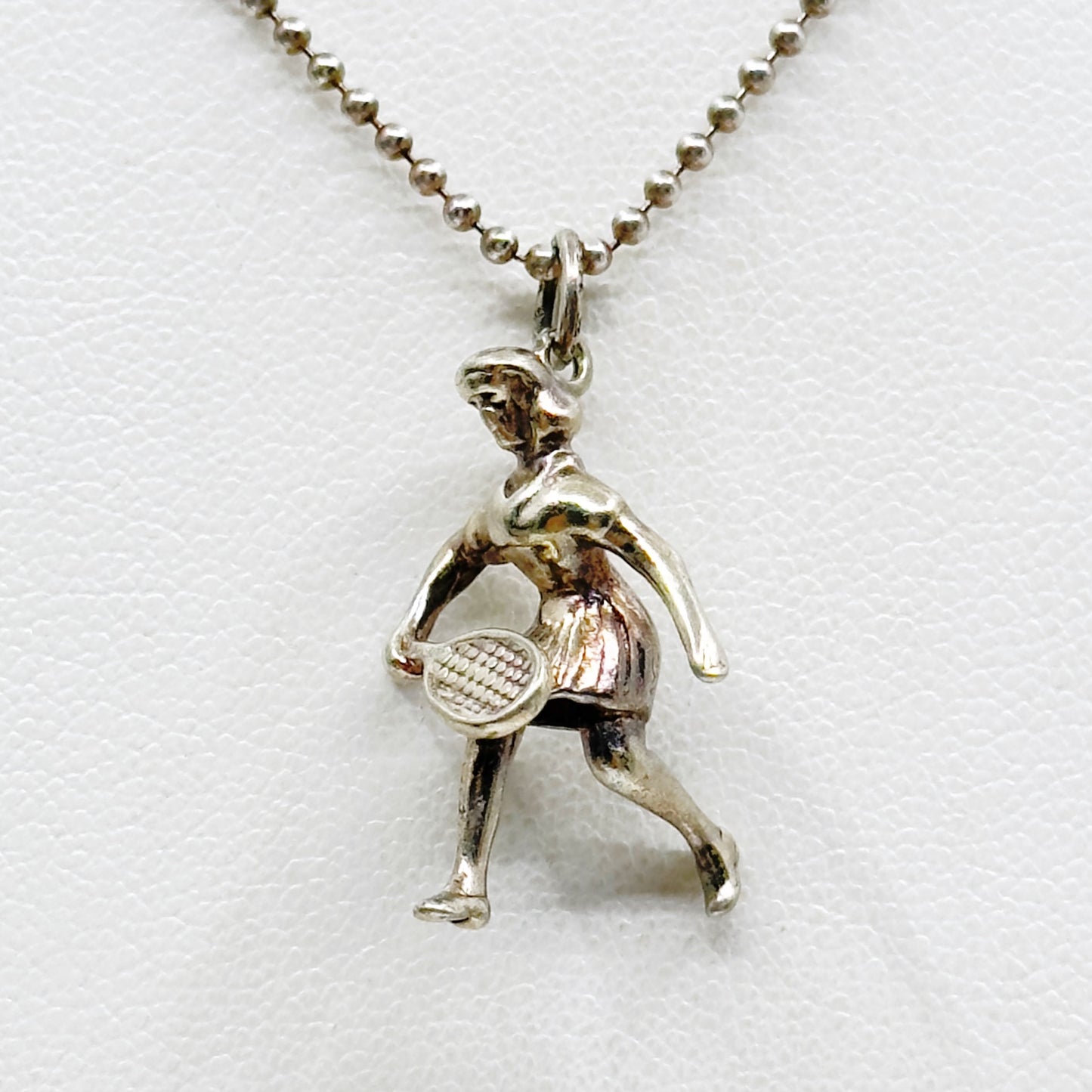 Vintage sterling silver racquetball girl player charm pendant GM851