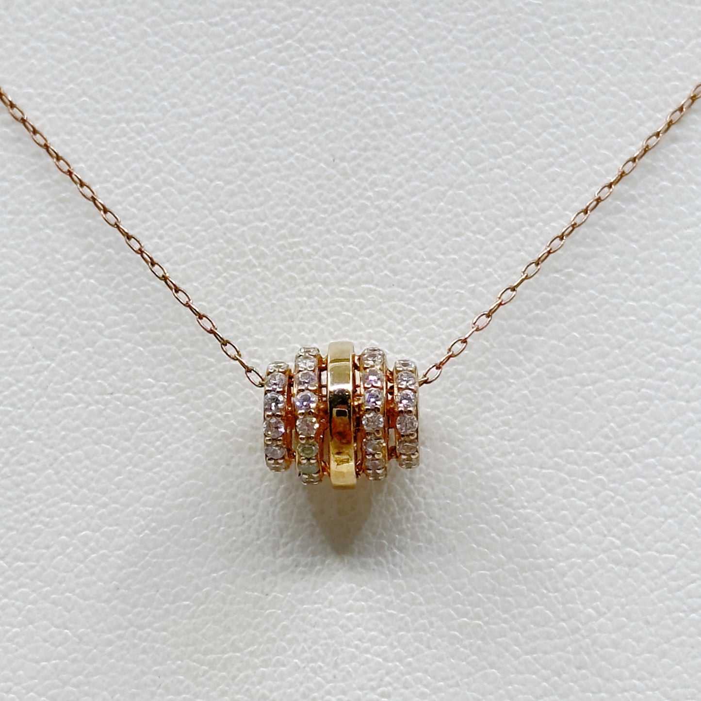 Rose Gold Vermeil sterling silver cubic zirconia bead pendant necklace GM857