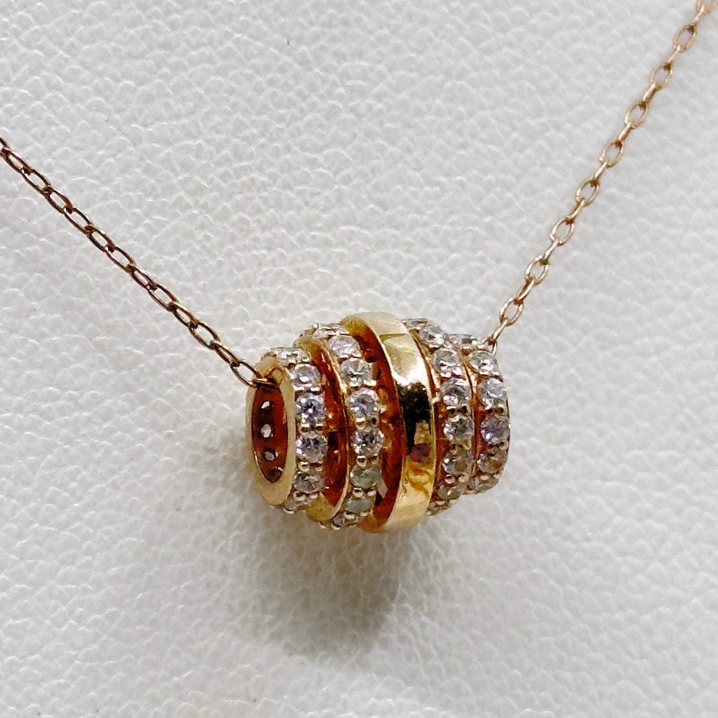 Rose Gold Vermeil sterling silver cubic zirconia bead pendant necklace GM857