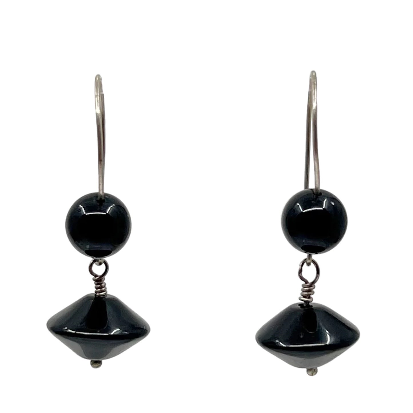 Hand made sterling silver onyx earrings gm859