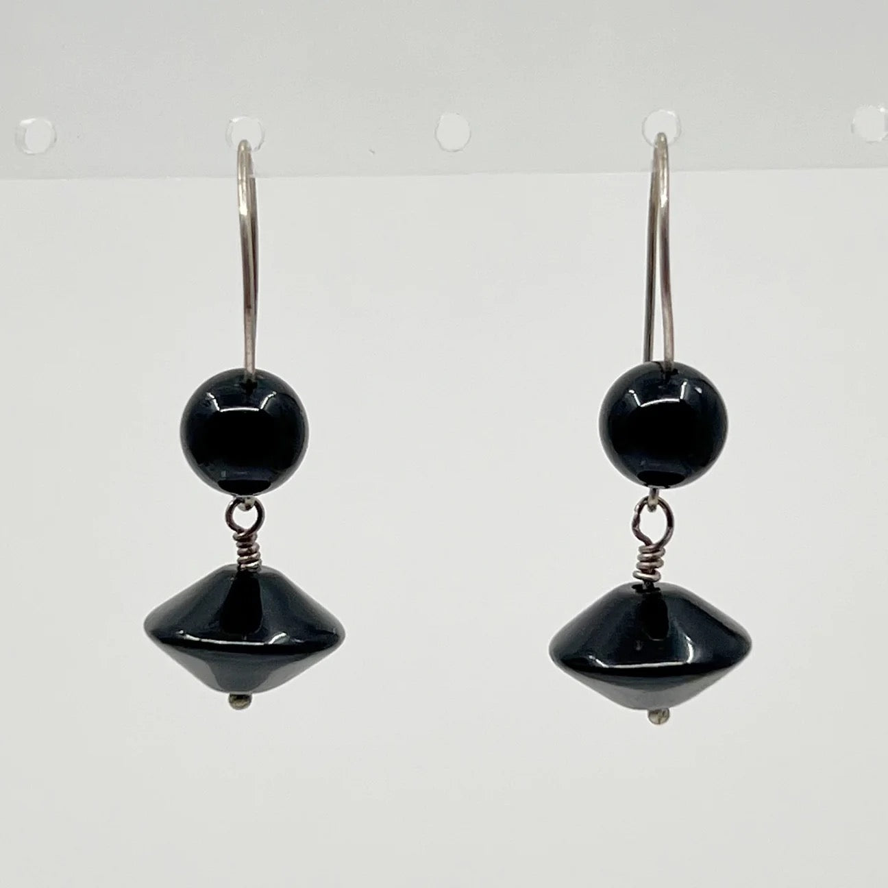 Hand made sterling silver onyx earrings gm859