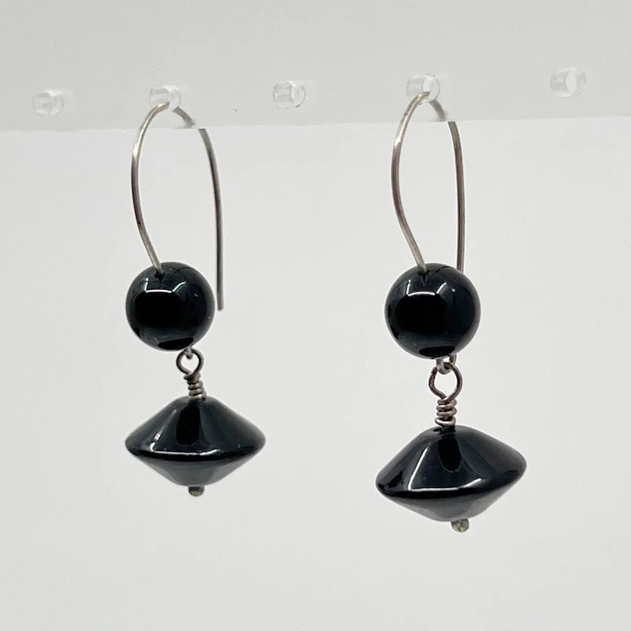 Hand made sterling silver onyx earrings gm859