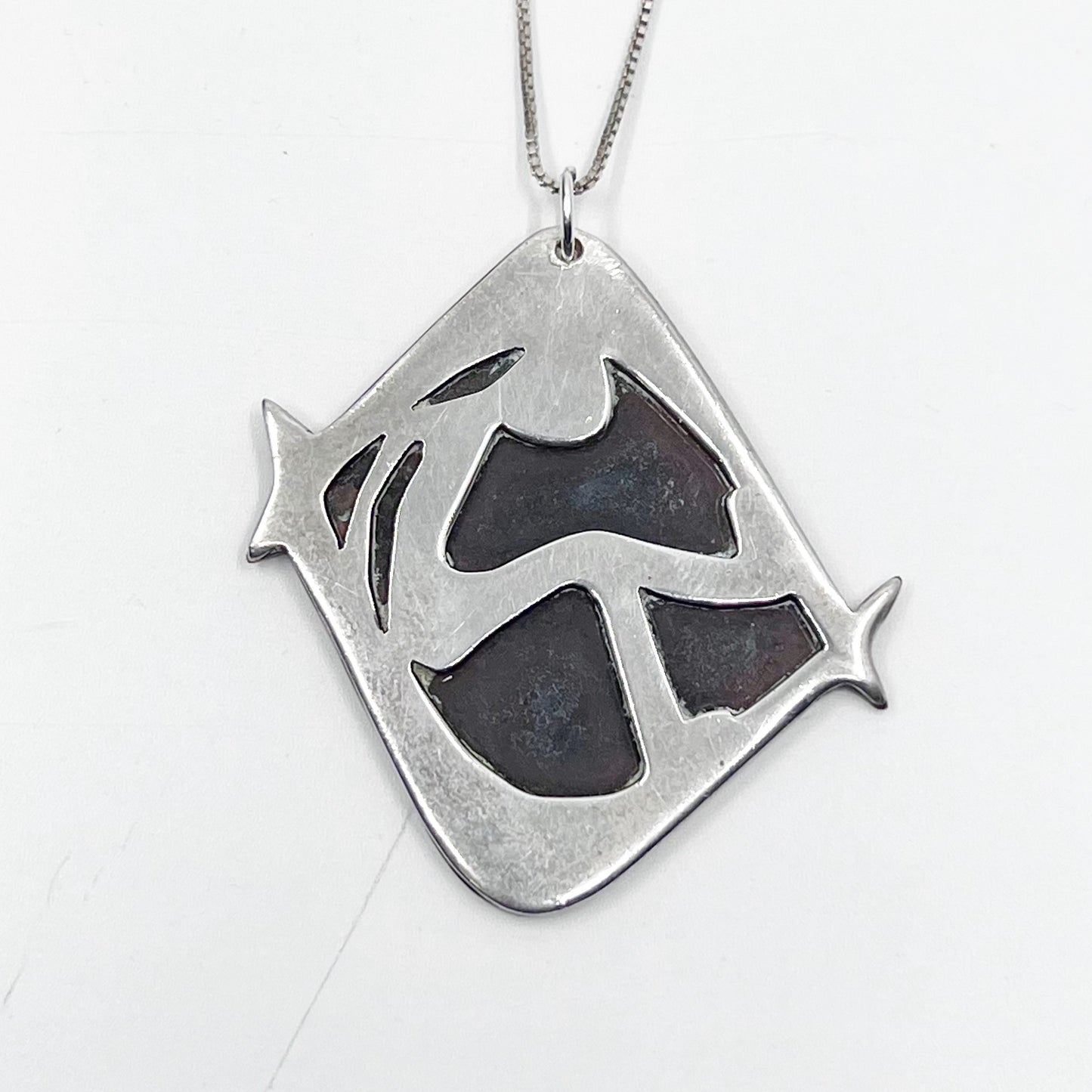 Mid Century sterling silver & bronze pendant - GM87