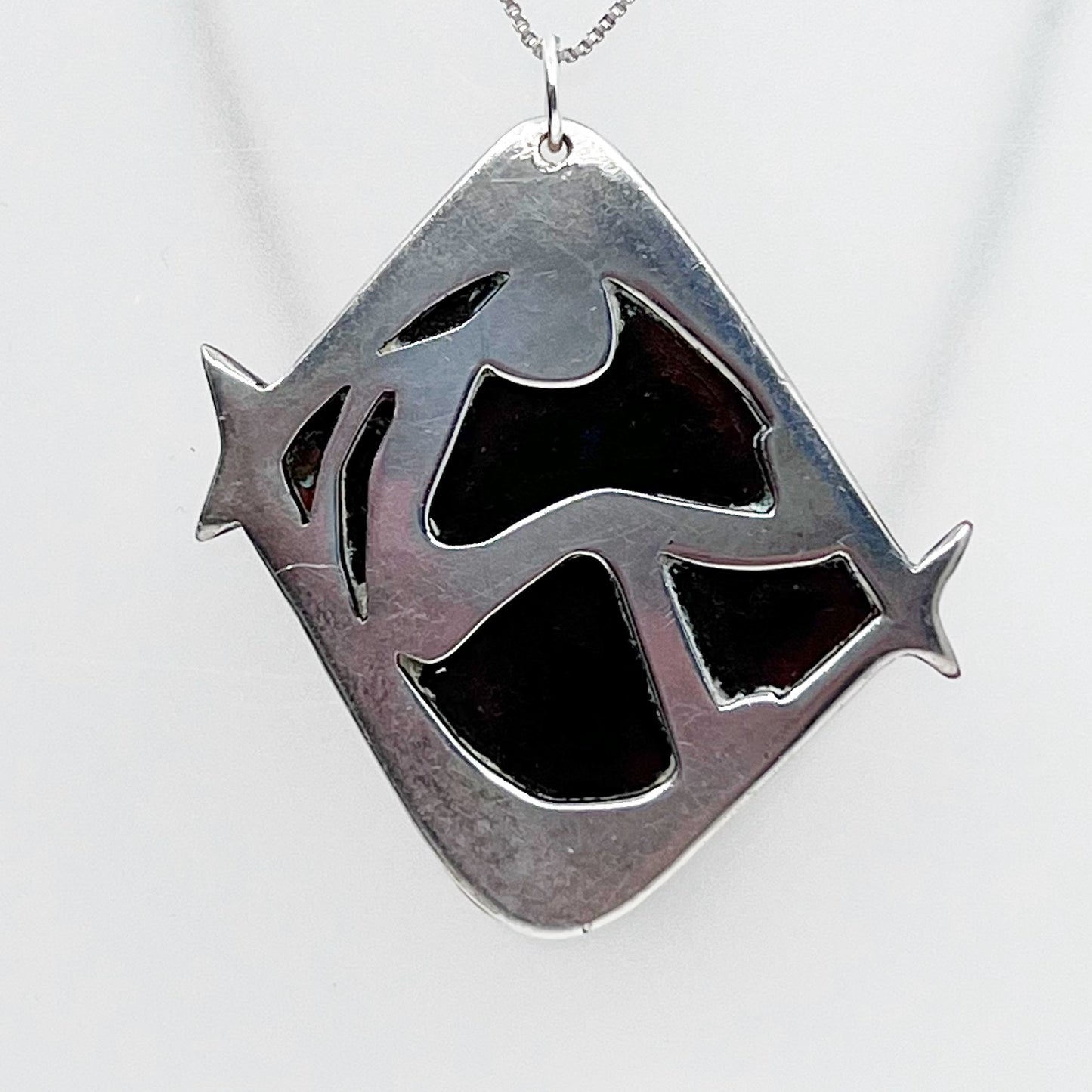 Mid Century sterling silver & bronze pendant - GM87