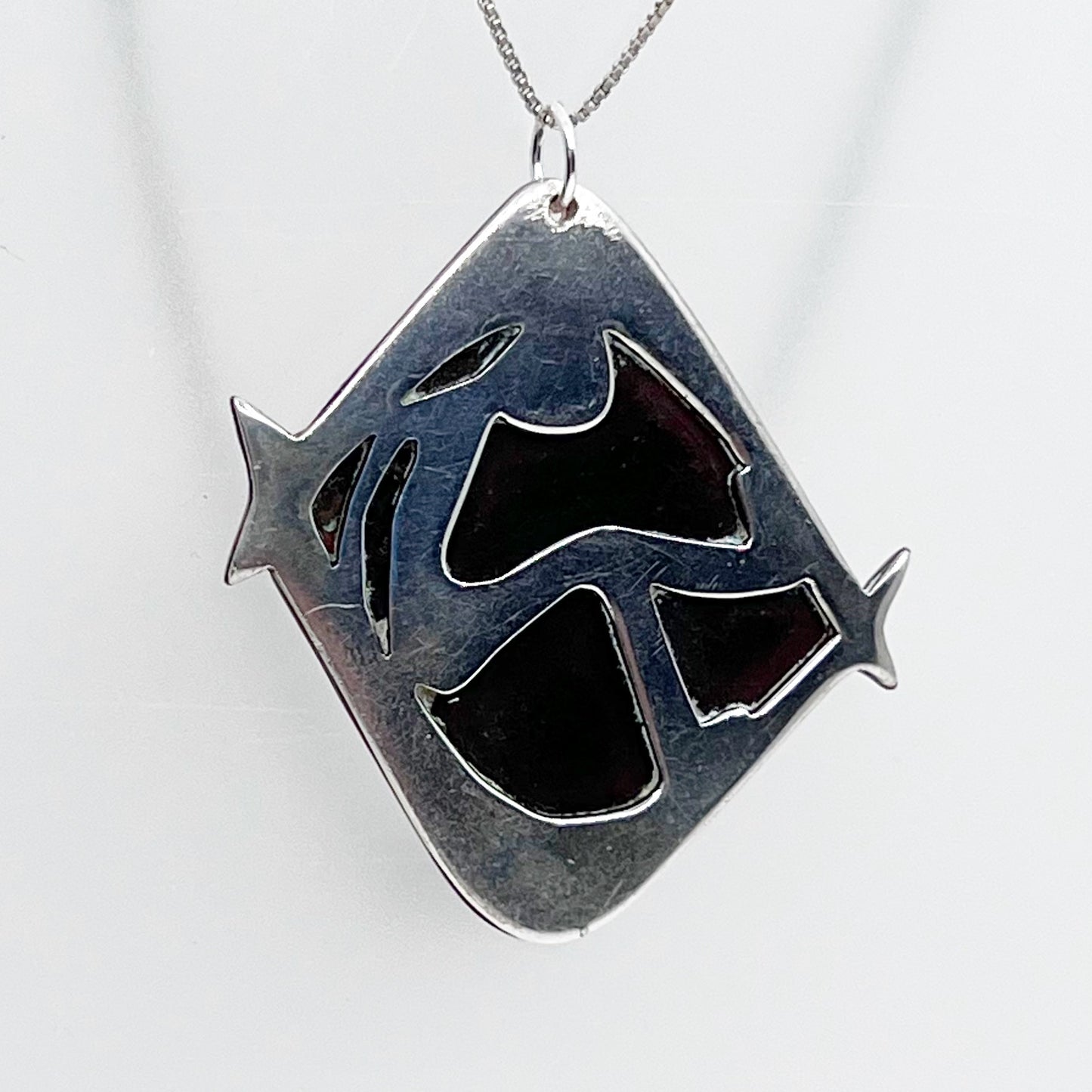 Mid Century sterling silver & bronze pendant - GM87