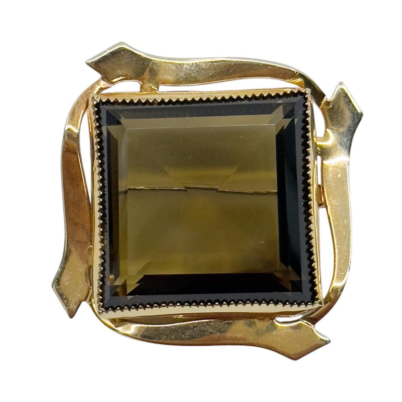 Vintage Catamore 12k gold filled smoky quartz brooch GM874