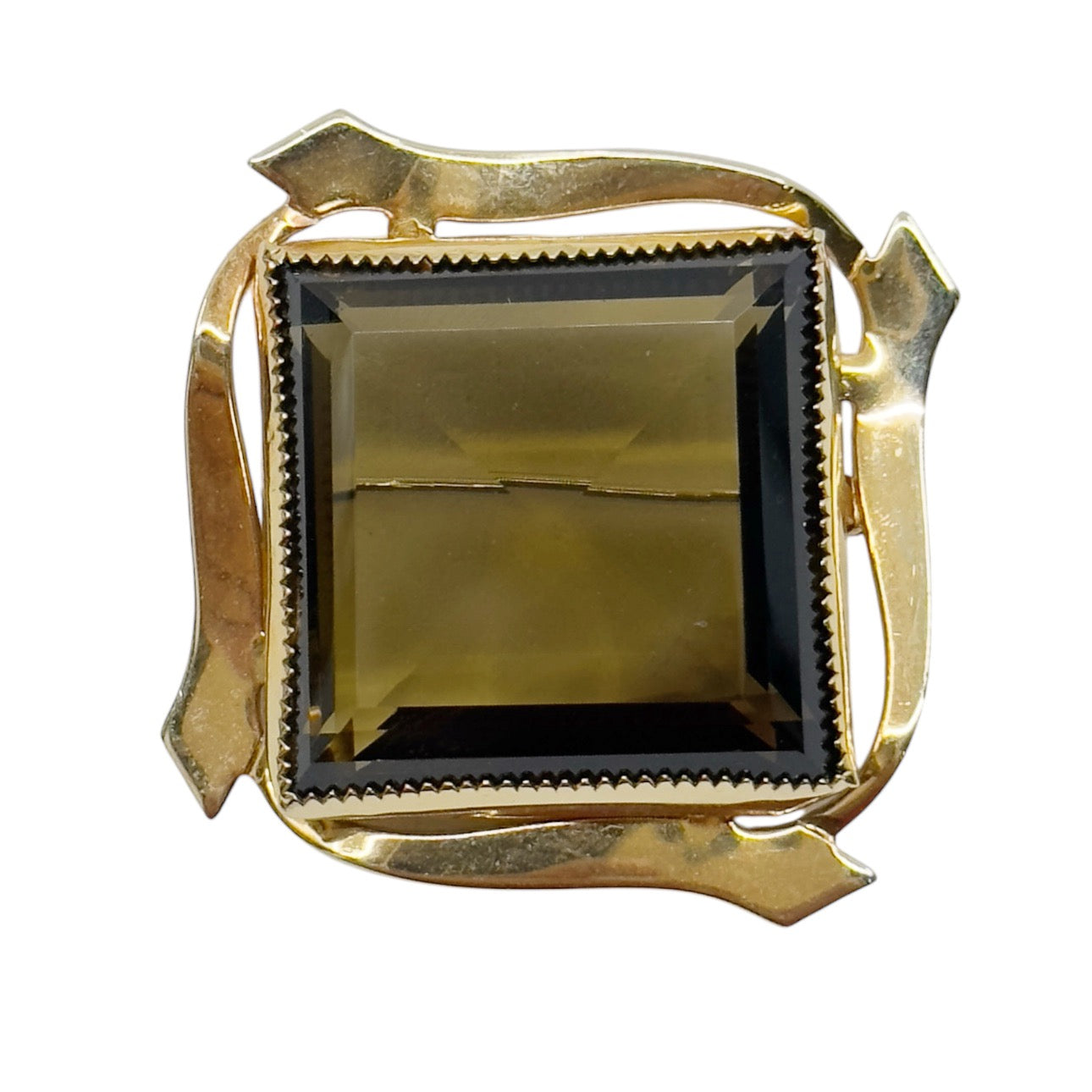 Vintage Catamore 12k gold filled smoky quartz brooch GM874