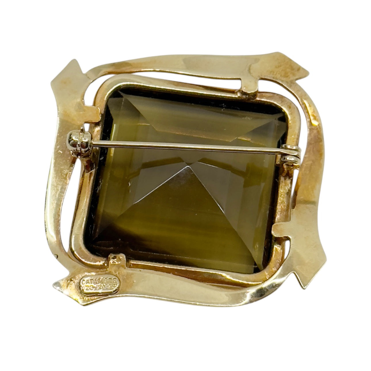 Vintage Catamore 12k gold filled smoky quartz brooch GM874