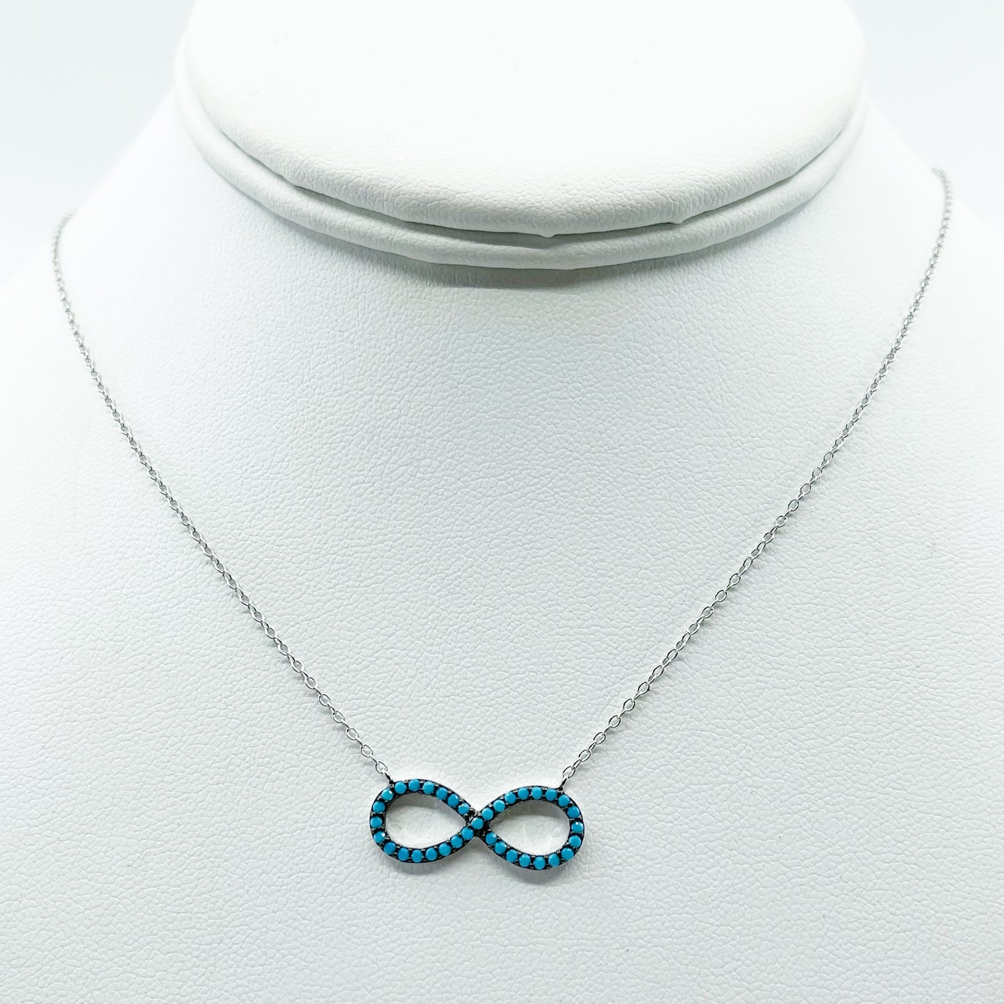 sterling silver turquoise infinity necklace GM875