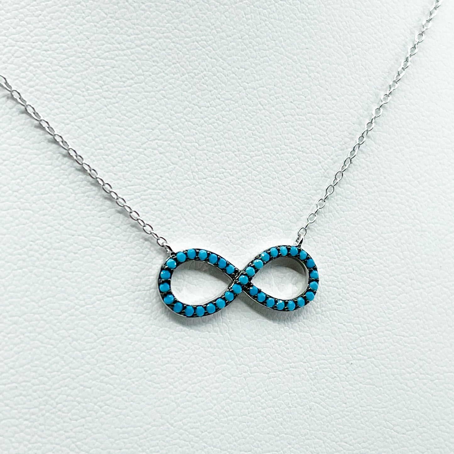 sterling silver turquoise infinity necklace GM875