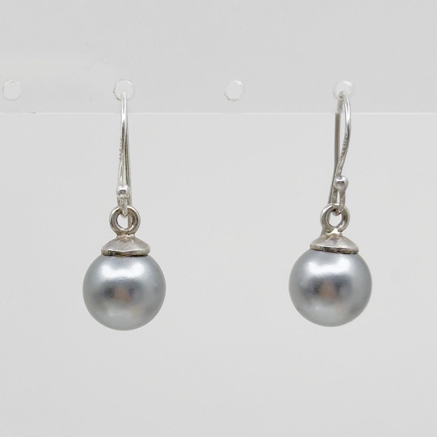 WS Sterling silver gray pearl drop earrings - GM88