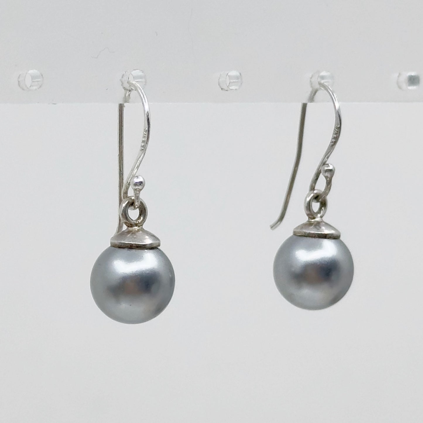 WS Sterling silver gray pearl drop earrings - GM88