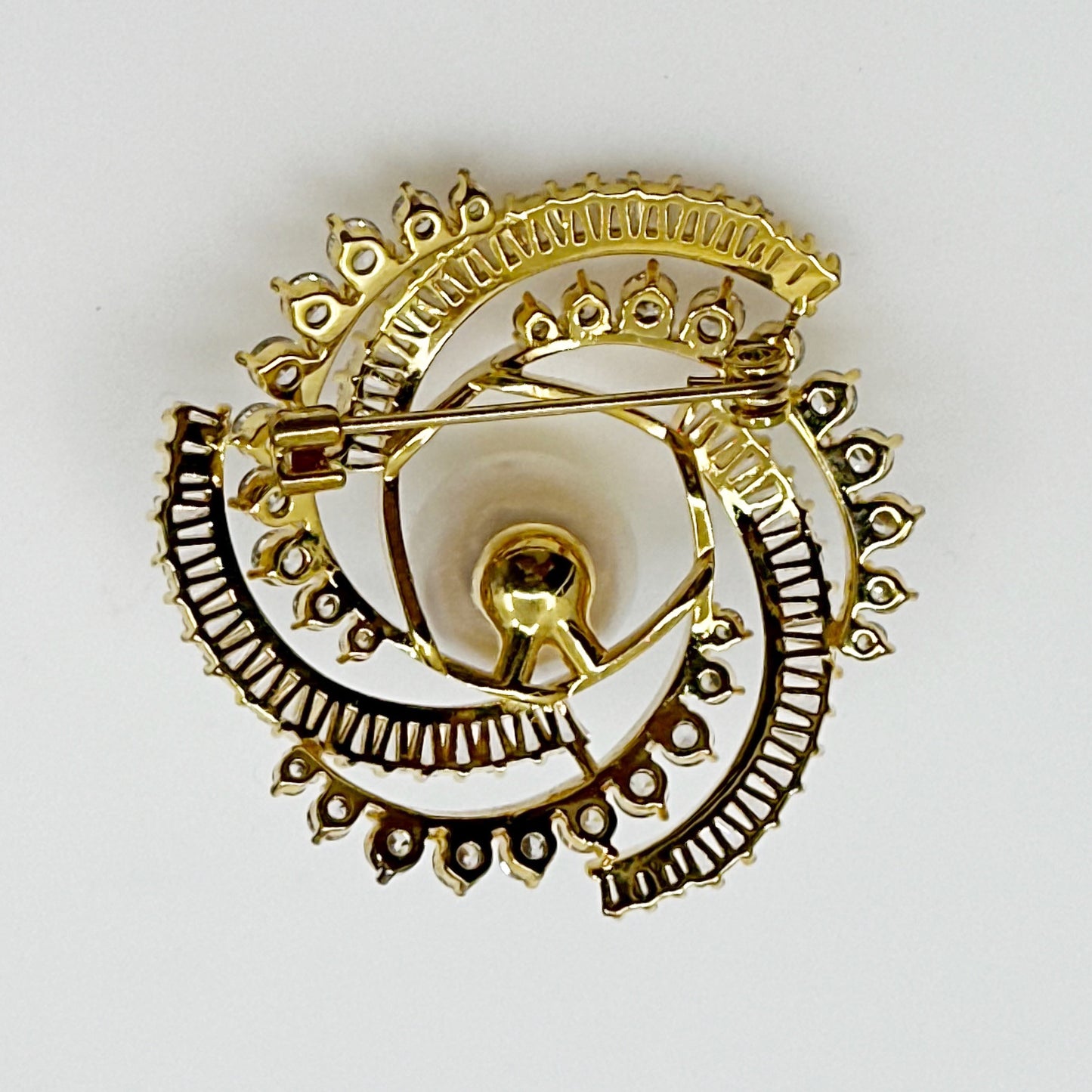 14k Gold Filled 12.5mm freshwater pearl & cubic zirconia brooch GM887