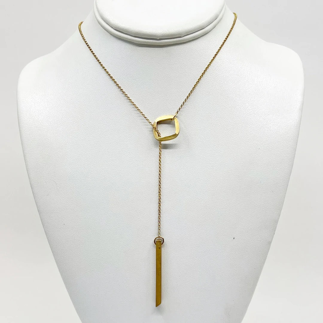 14k Gold vermeil sterling silver lariat necklace - GM89